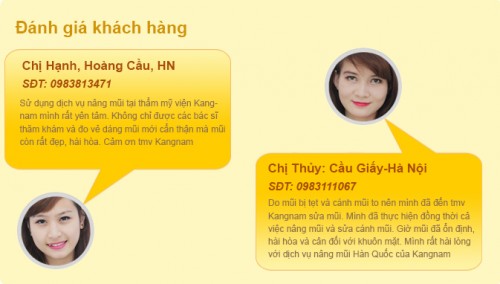 Đánh giá của khách hàng về dịch vụ nâng mũi tại Kangnam